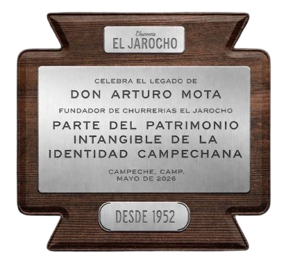 Placa conmemorativa a Don Arturo Mota, fundador de Churrería El Jarocho